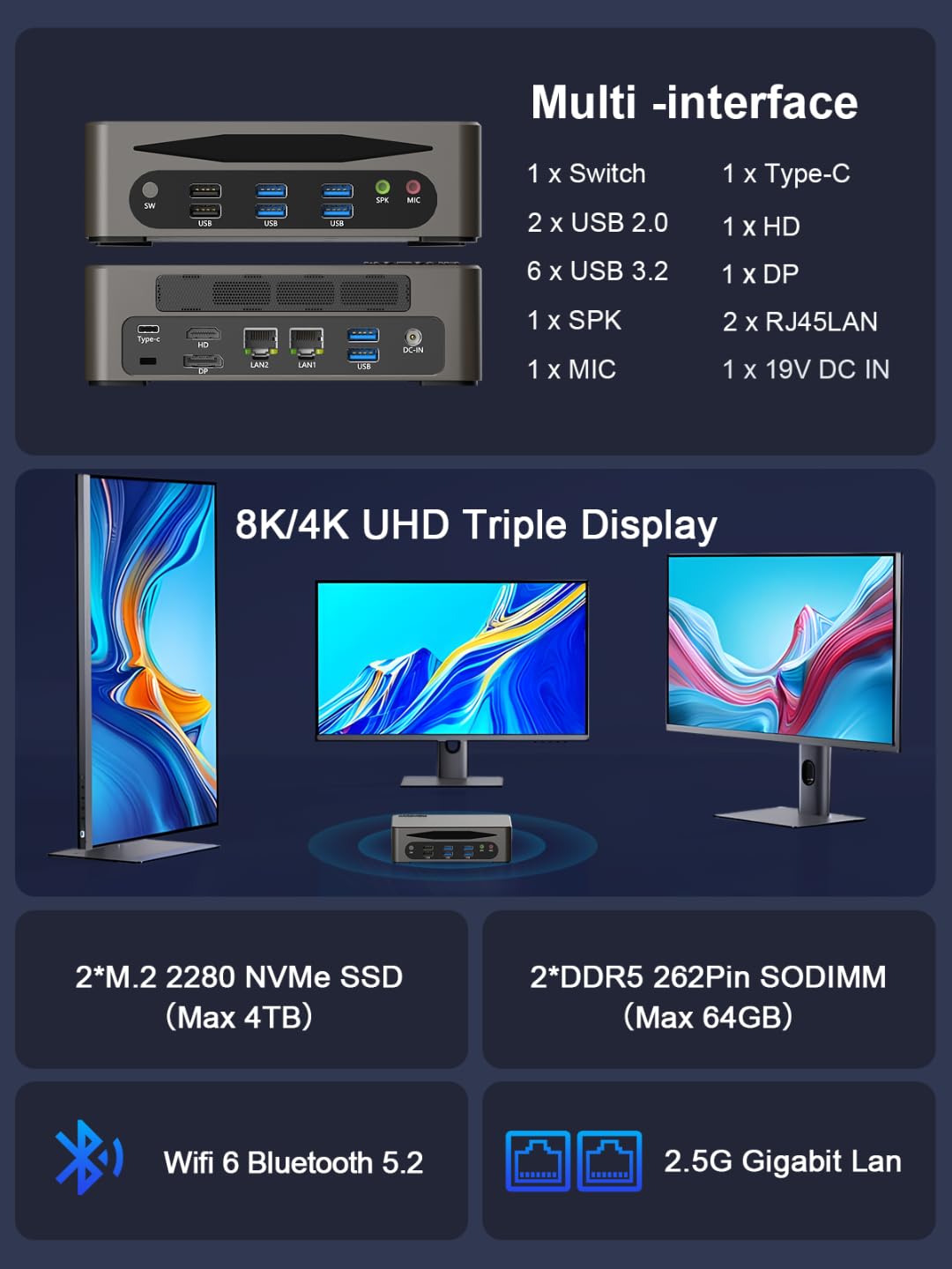 Amazon.com: HYSTOU Mini PC I7 Computer: Core I7 1360P 32GB Ram